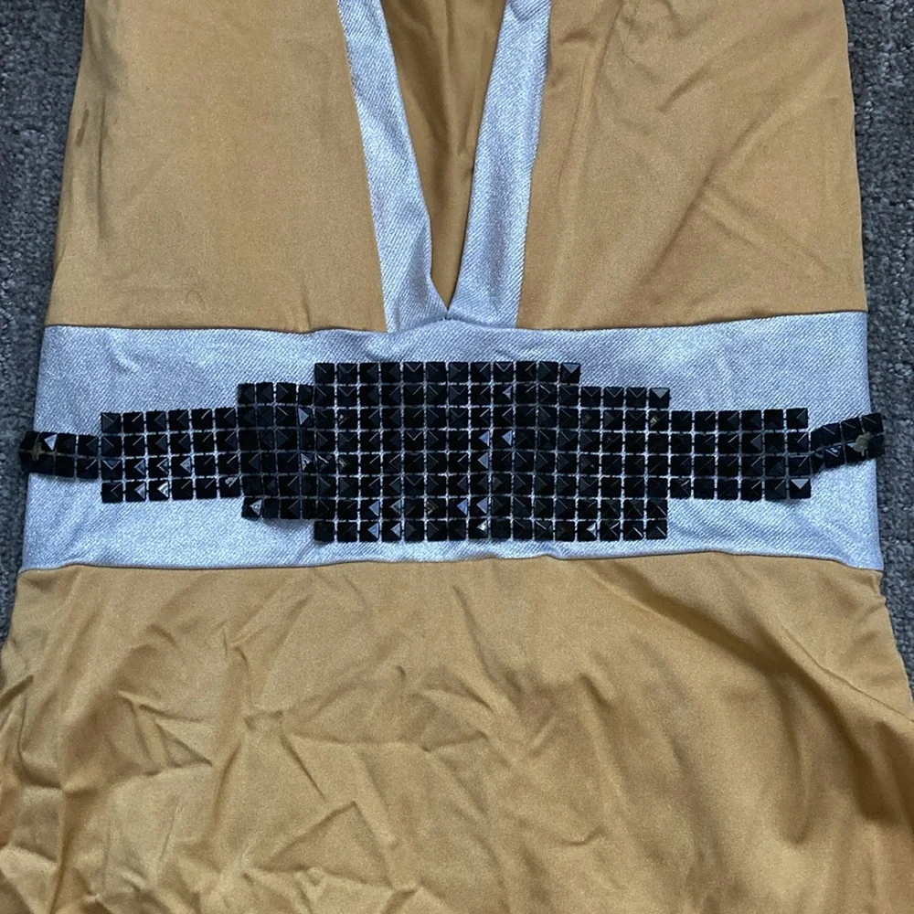 Kelle V-Neckline w/ Metallic Trim and Accented at Waistline
